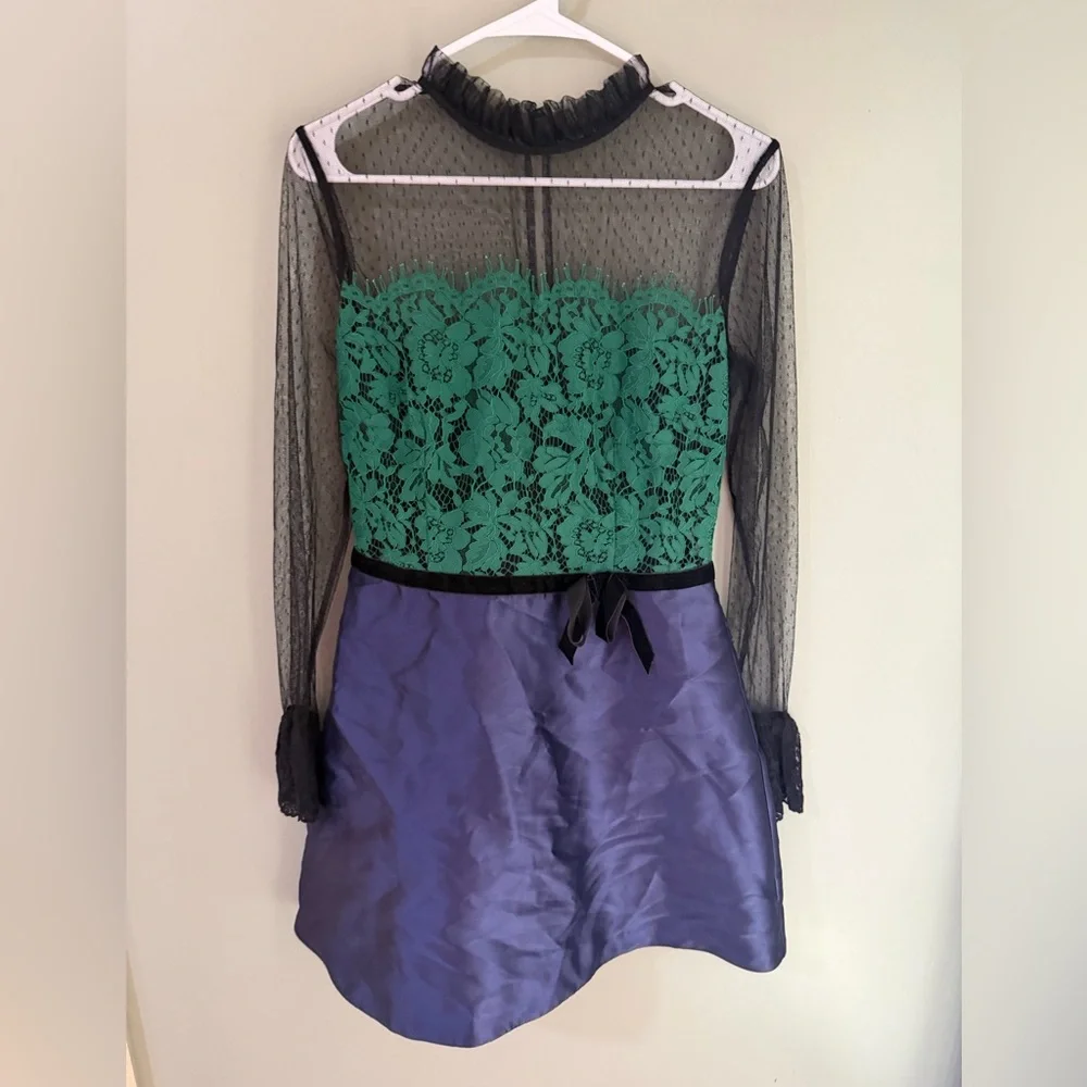 ASOS MWT mixed texture dress green/purple/black size 10 - Picture 2 of 6